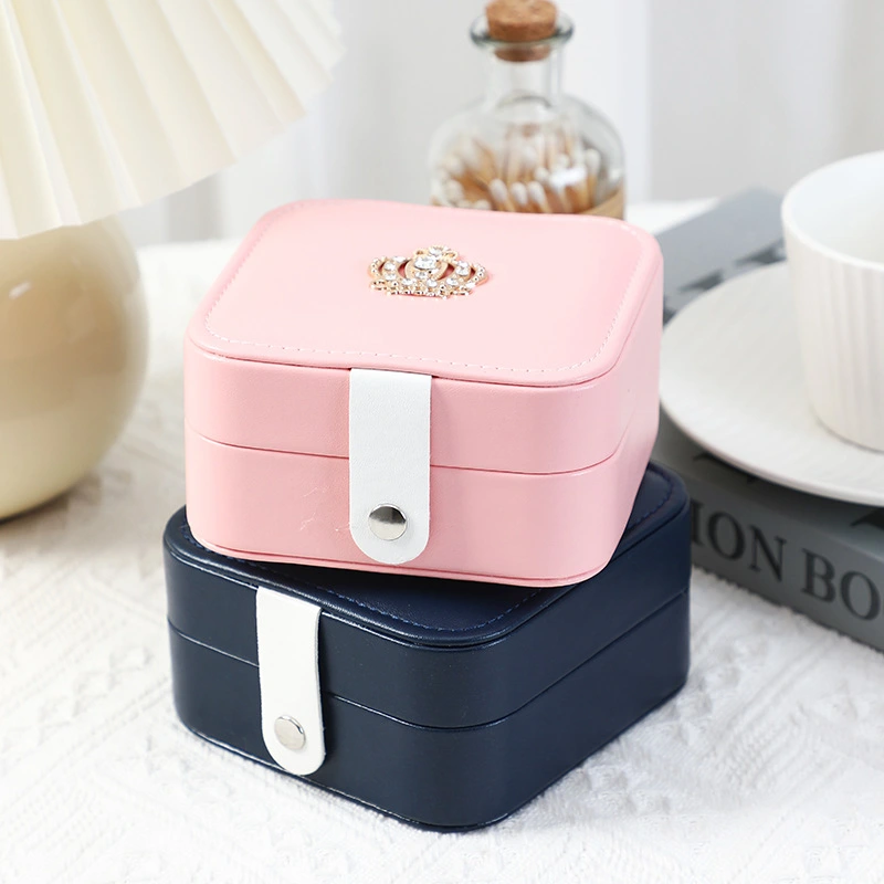 Portable Jewelry Box For Travel Jewelry Leather Case With Mirror Jewelry Organizer