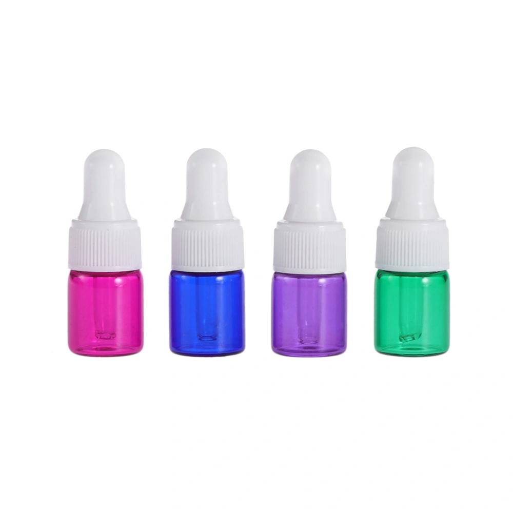 15pcs 2ml Essential Oil Glass Bottle Empty Lotion Perfume Sample Vials With Glass Eye Dropper (White Cap) - Random Bottle Color