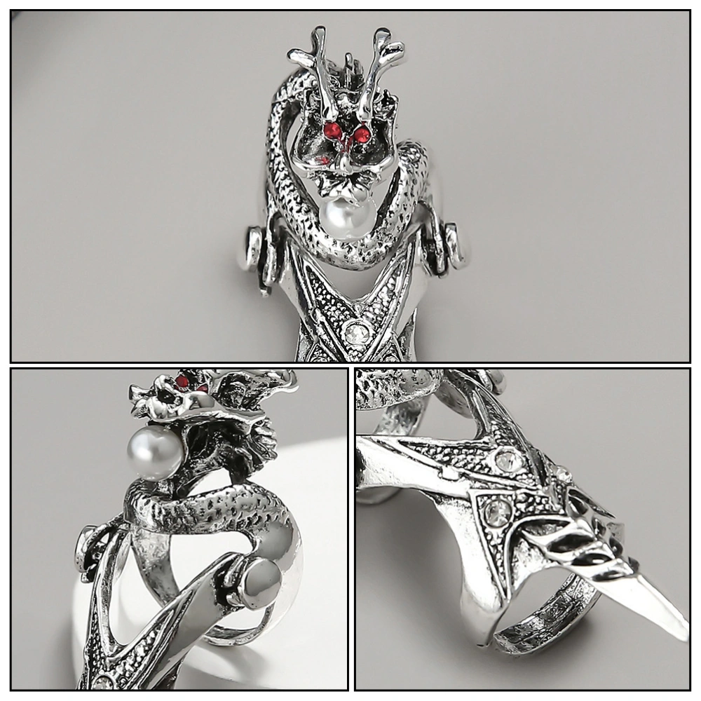 1pc Stylish Dragon Head Pearl Ring Man Ring Man Finger Joint Ring Jewelry