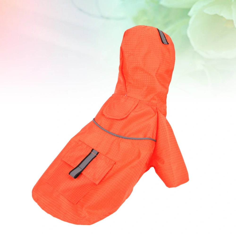 Reflective Pet Dog Raincoat Pet Hooded Raincoat Clothes Double Layers Outdoor for Dog (Orange M)