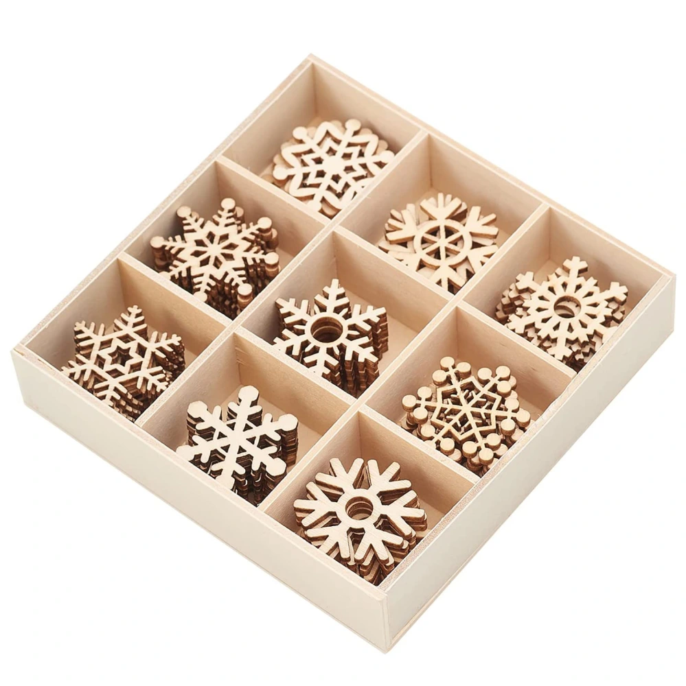 45pcs Wooden Hanging Ornaments Wooden Mini Snowflake Pendants Christmas Wood Hanging Signs