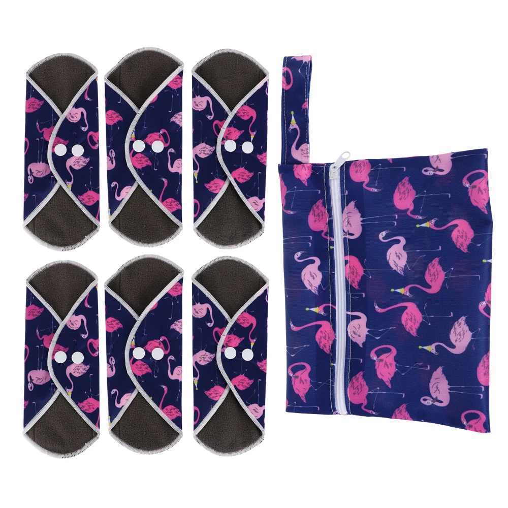 1 Set Female Reusable Bamboo Charcoal Sanitary Pad Menstrual Pads with Bag(S)