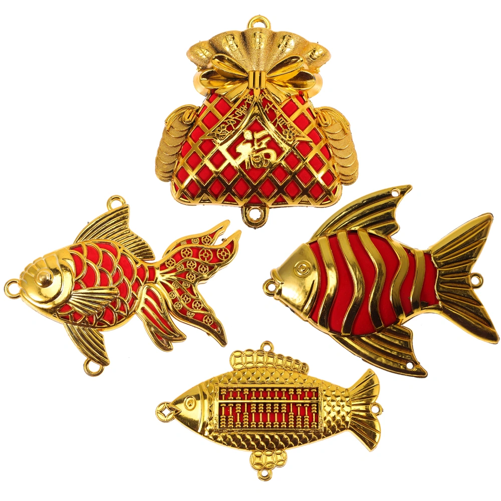 4pcs DIY Fish Pendants Unfinished Chinese New Year Fish Hanging Decorations