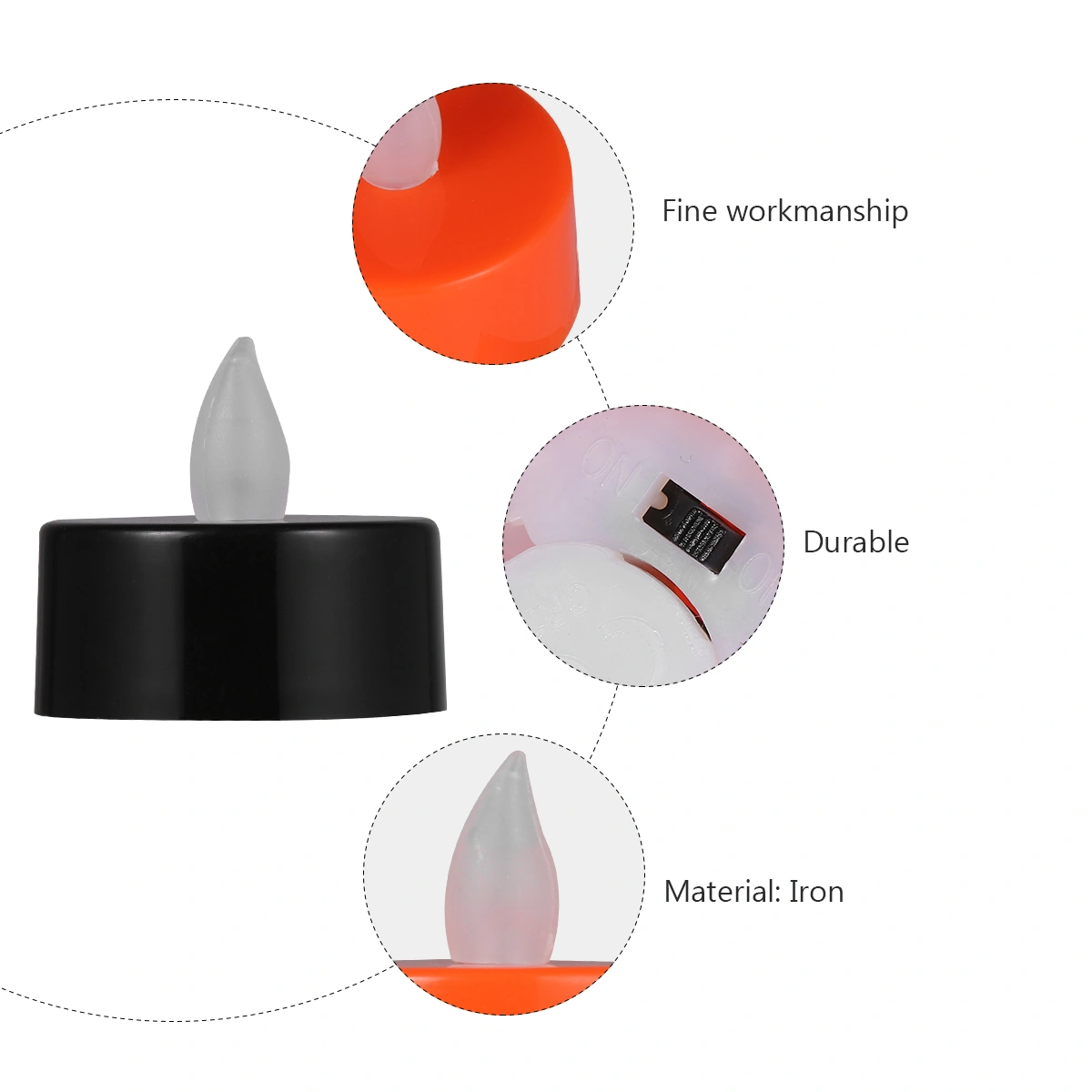 10Pcs Halloween LED Electronic Candle Lights Decorative Lamps (Black, Orange)