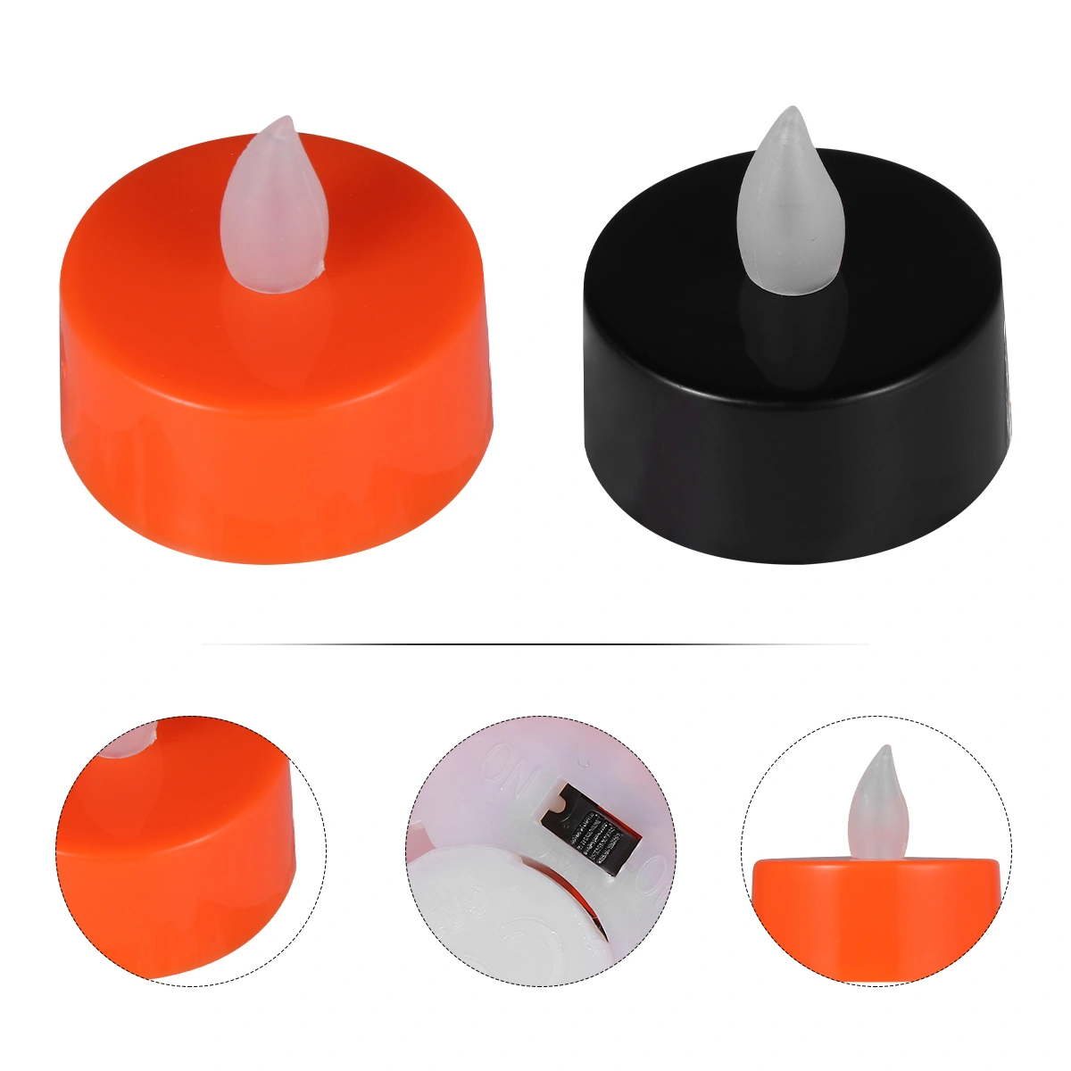 10Pcs Halloween LED Electronic Candle Lights Decorative Lamps (Black, Orange)