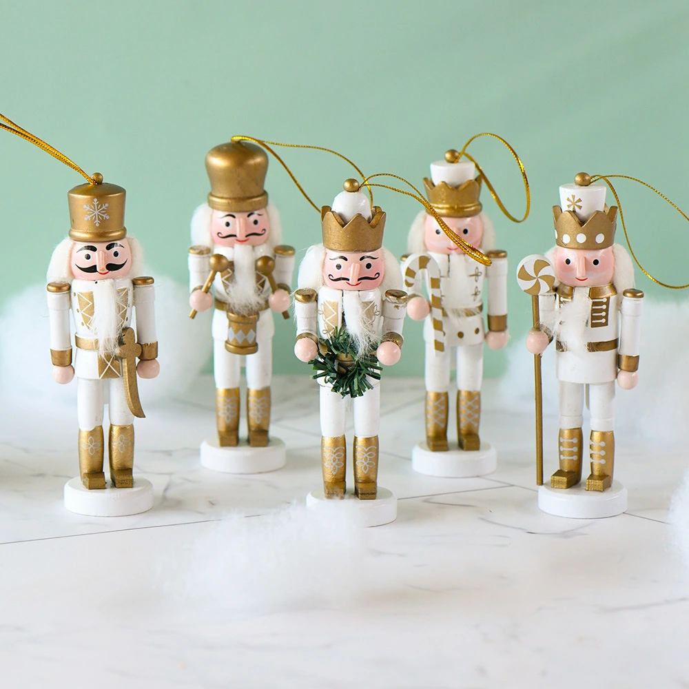 5pcs Nutcracker Hanging Decoration Xmas Tree  Nutcracker Soldier Ornament Wood Nutcracker Craft