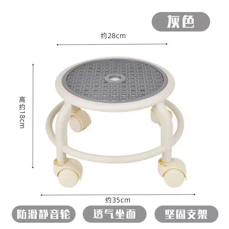 Low Stool with Wheels Swivel Rolling Stool Small Stool Round Low Stool for Pedicure