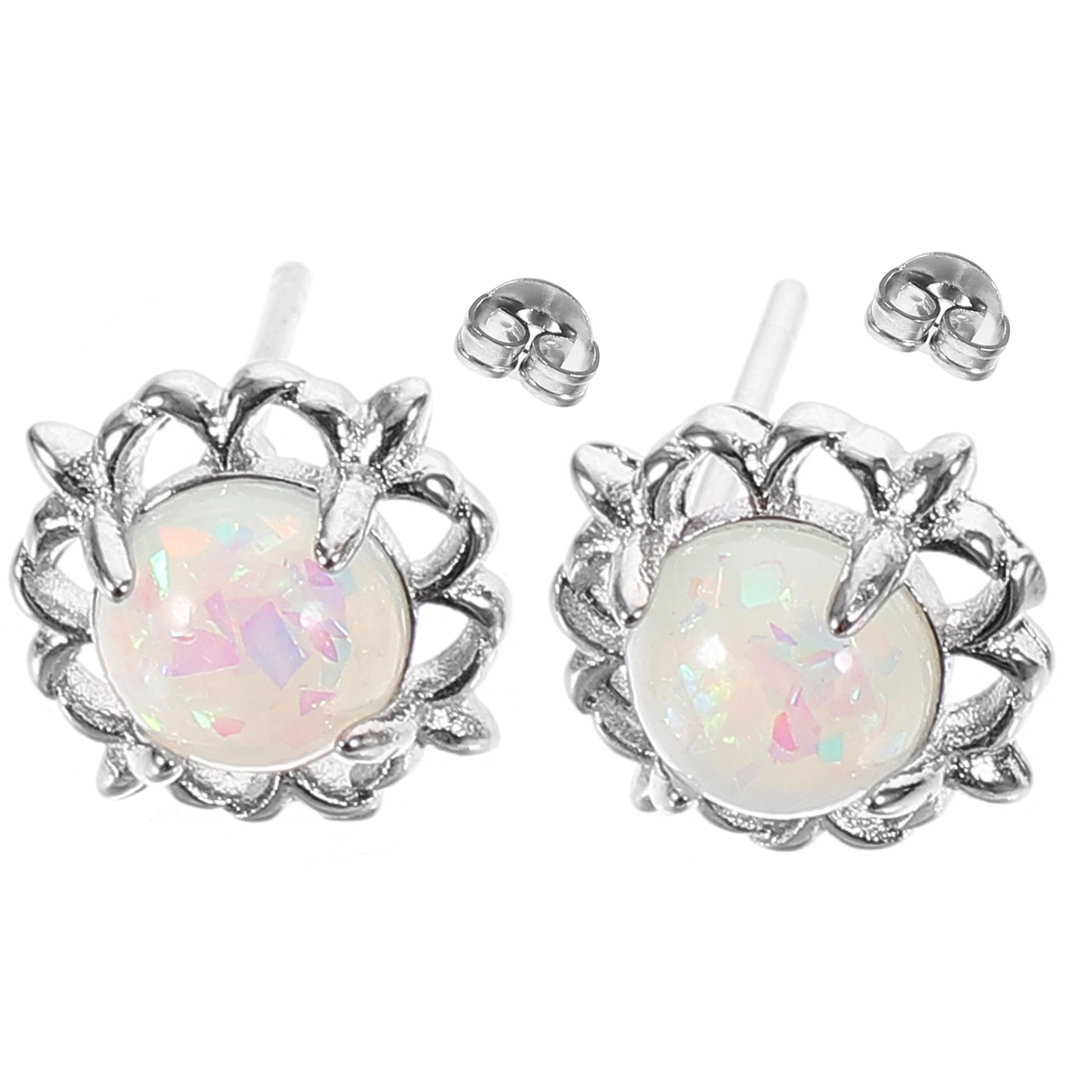 1 Pair of Earrings Studs Round Opal Stone Earrings Stud Earrings Jewelry Women Earrings