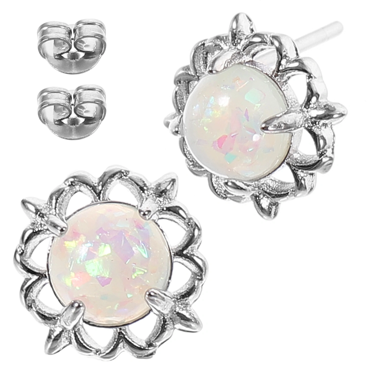 1 Pair of Earrings Studs Round Opal Stone Earrings Stud Earrings Jewelry Women Earrings