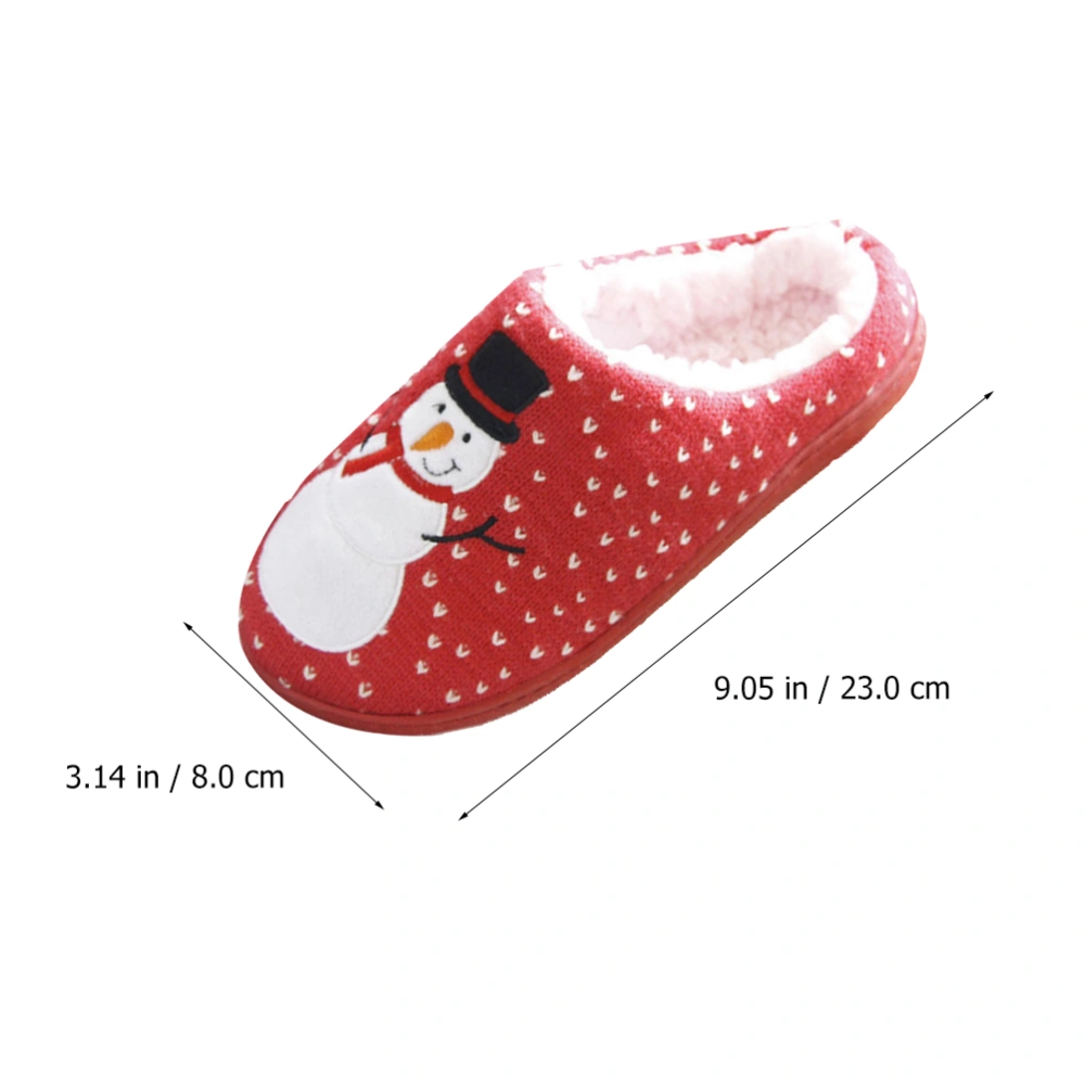 1 Pair Xmas Pattern Slippers Warm Slipper Thick Lining Shoes Couple Slippers