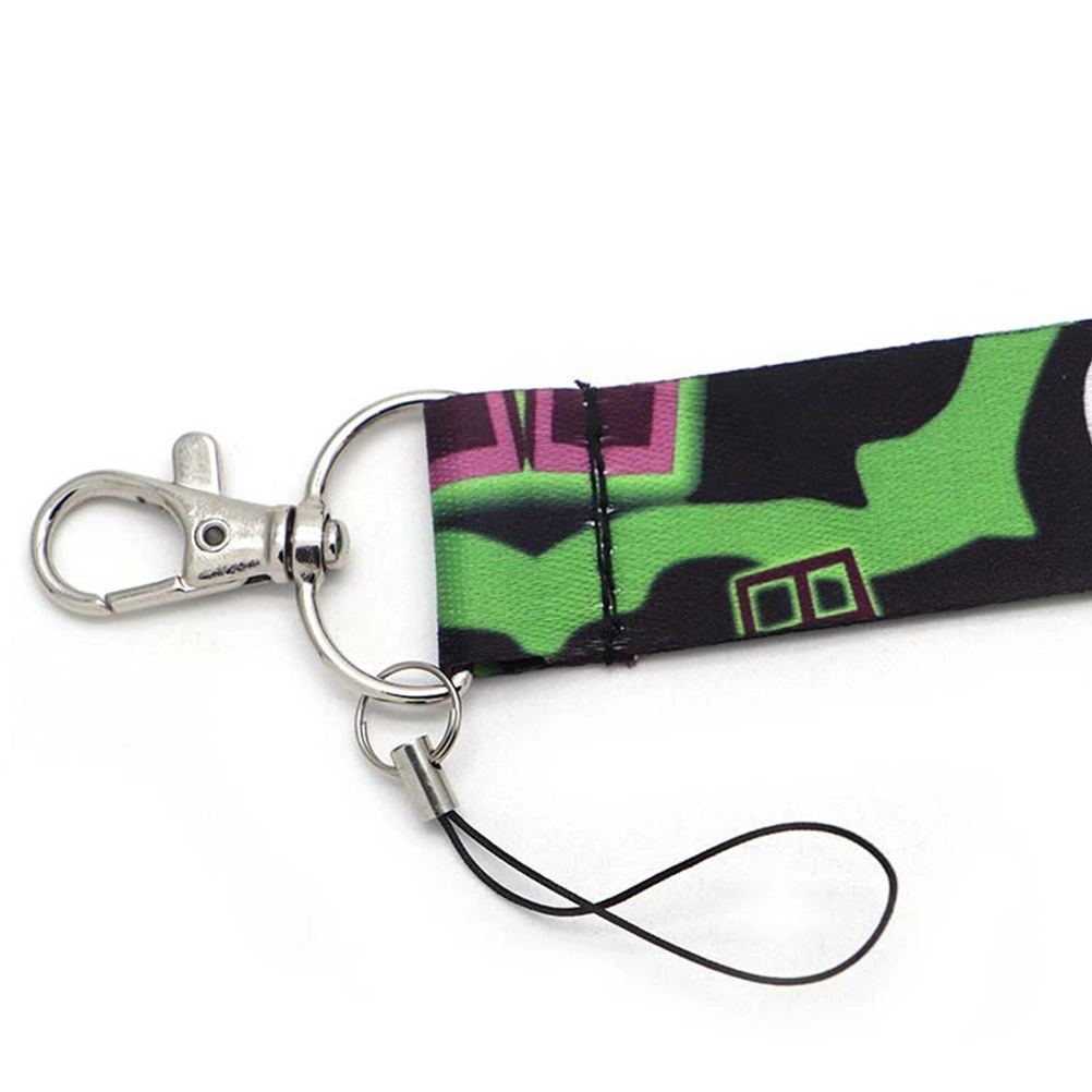 2Pcs Halloween Spooky Alien Hhanging Neck Key Ring Lanyard Long Stripe Key Ring Hanging Rope Cartoon Key Chain