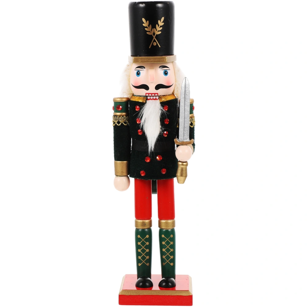 Christmas Nutcracker Decoration Wooden Nutcracker Xmas Tabletop Ornament