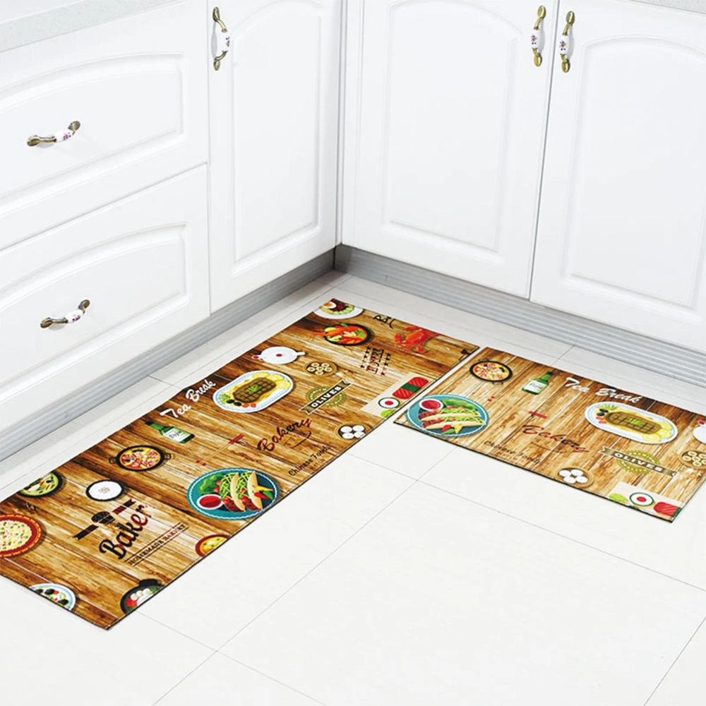 Cartoon Pattern Kitchen Rug Door Mat Non-Slip Dining Room Floor Mat Carpet 40x100cm (Food Tables)