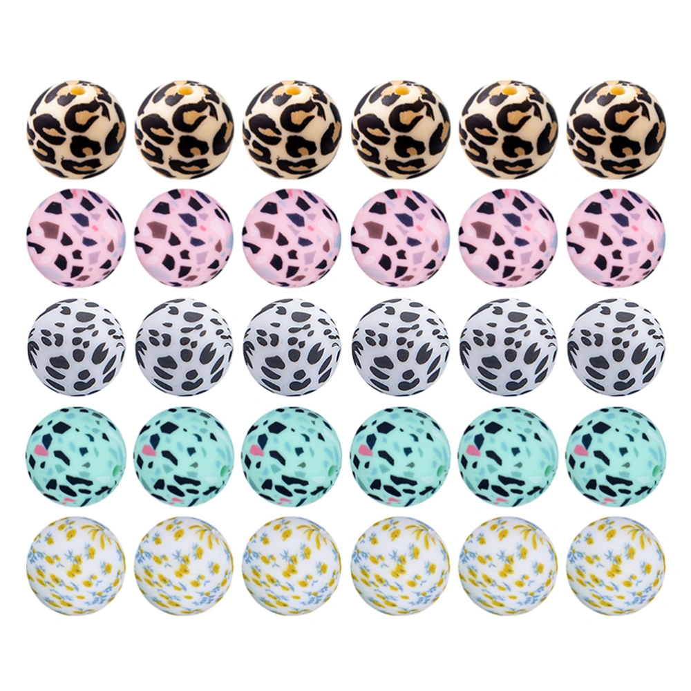 30Pcs Decor Making Loose Beads DIY Round Shaped Beads DIY Bracelet Accessories