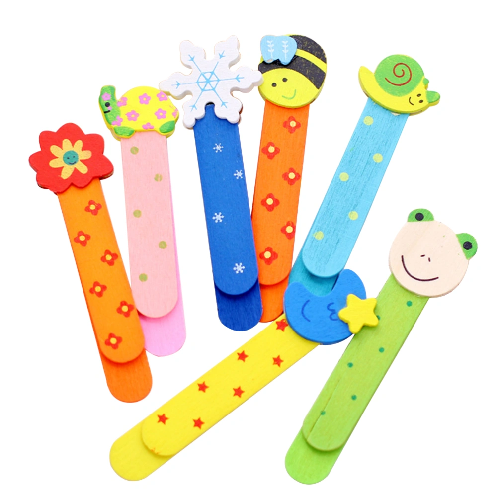 10 Pcs Wooden Bookmark Cartoon Book Marker Wooden Bookmarker for Kids Students(Random Pattern)