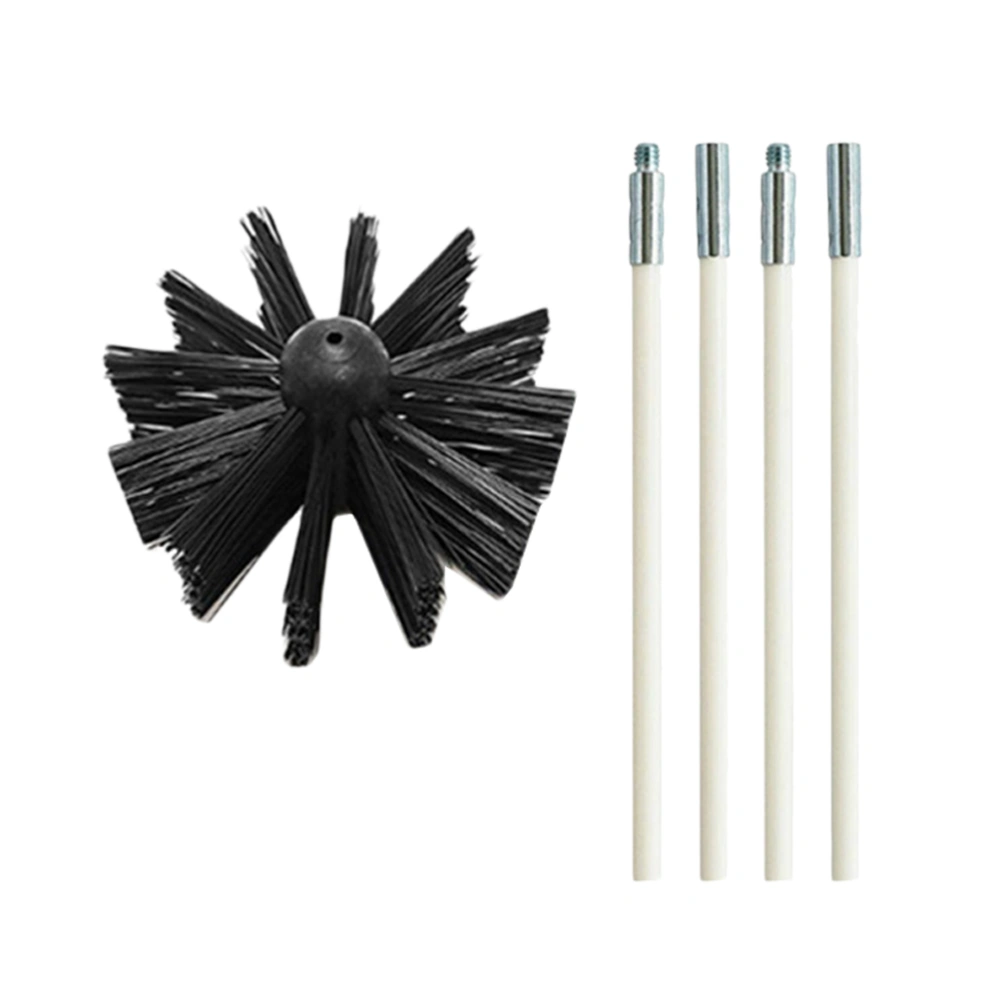 5pcs Nylon Brush with 4 Handle and 1 Brush Head Flexible Pipe Rods for Chimney Kettle House Cleaner Cleaning Tool Kit