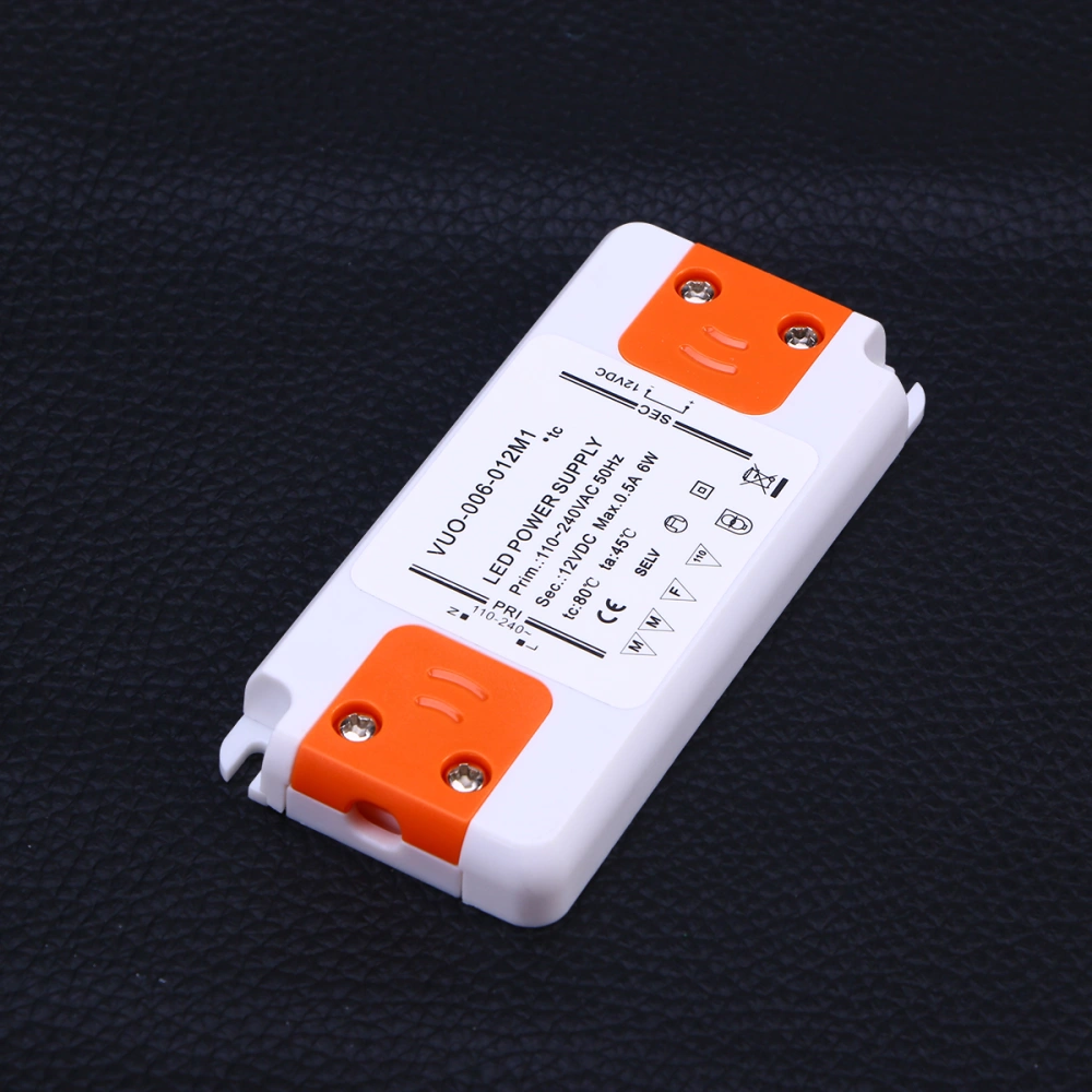 12V 6W LED Driver Converter Ultra-slim 0.5A Driver for LED Bulb Light (White)