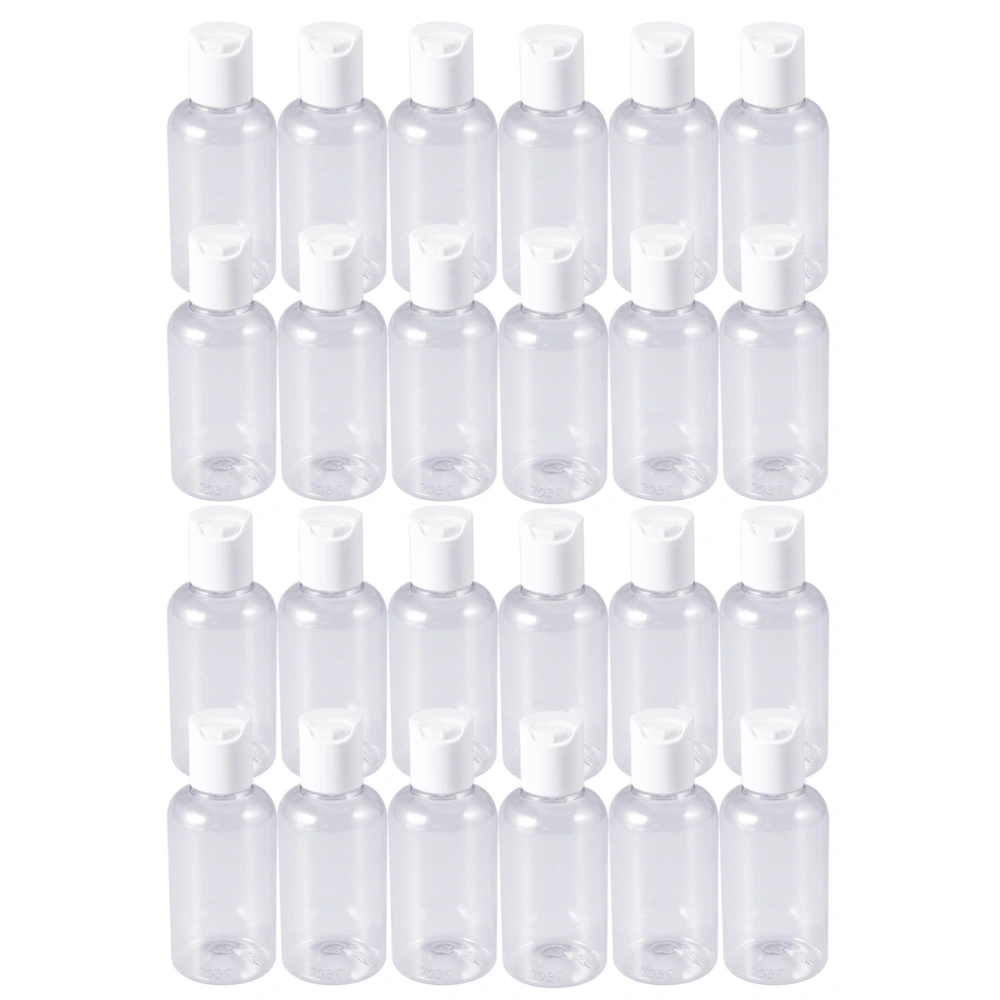 24pcs 80ml Refillable Bottle Press Travel Bottle Storage Container for Shampoo Cream Lotion (Random Color)