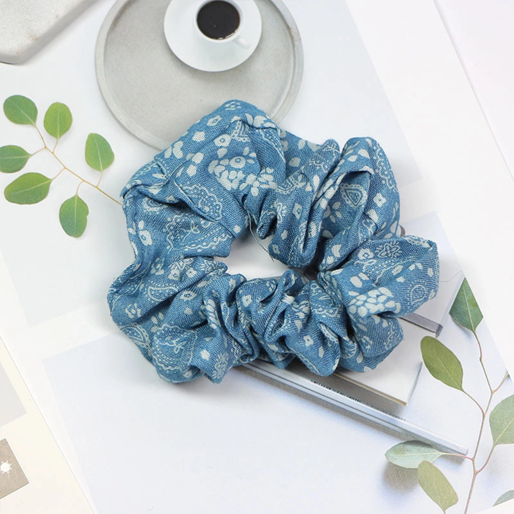 4PCS Denim Hair Scrunchies Hair Rings Hair Ropes Stretchy Hair Ties Hair Accessories Ponytail Holders for Women Ladies Girls (Random Style)