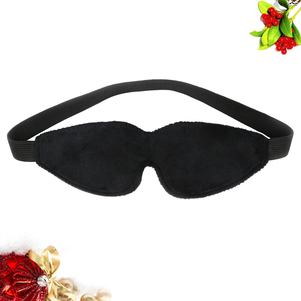 Elastic PU Leather Blindfold Plush Flirting Eye Mask Funny Sex Game Toy for Couples Adult (Black)