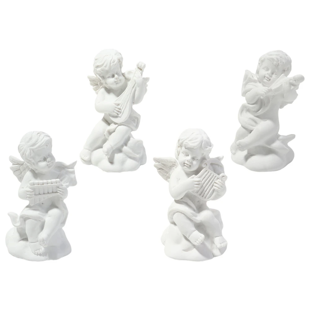 4pcs Resin Angel Figurines Resin Angel Shape Desktop Adornments Home Supplies