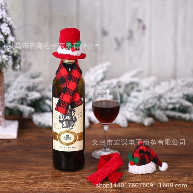 1 Set Wine Bottle Decoration Red Wine Bottle Cover Wine Bottle Scarf Hat