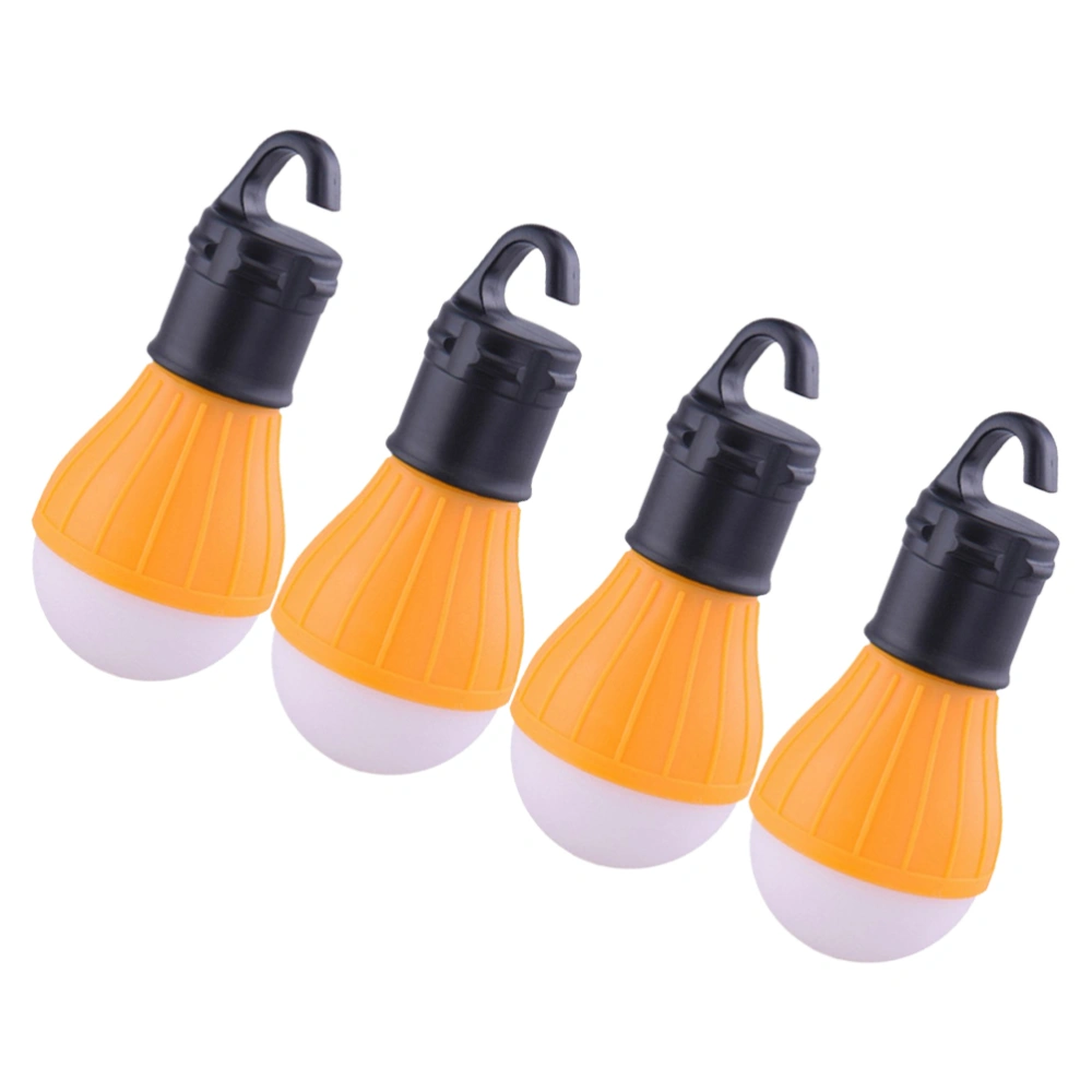 4Pcs Camping Mini Tent Light 3LED Waterproof Emergency Camping Light Portable Hanging Light Without Battery(Orange)