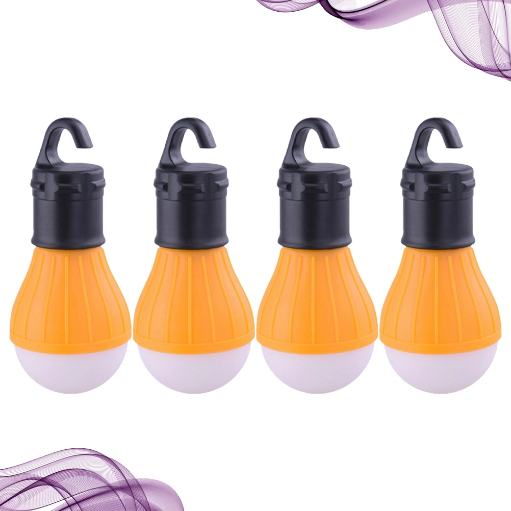 4Pcs Camping Mini Tent Light 3LED Waterproof Emergency Camping Light Portable Hanging Light Without Battery(Orange)