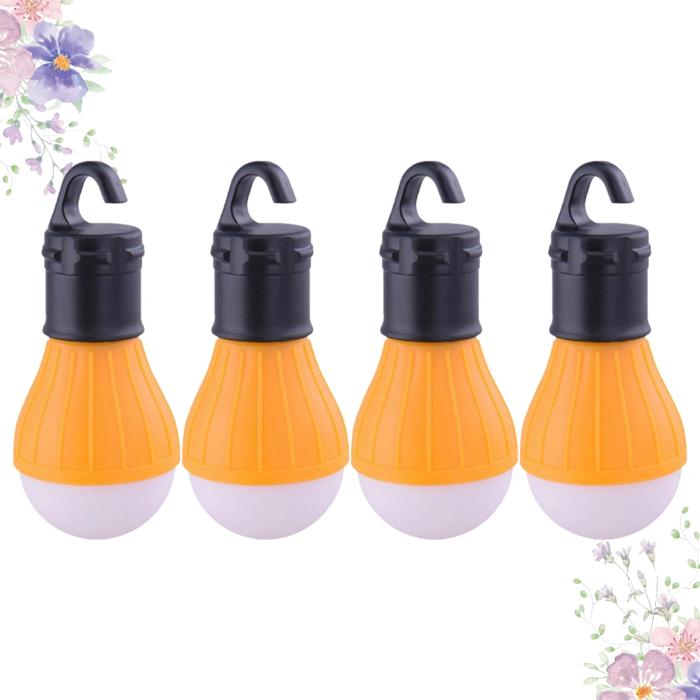 4Pcs Camping Mini Tent Light 3LED Waterproof Emergency Camping Light Portable Hanging Light Without Battery(Orange)