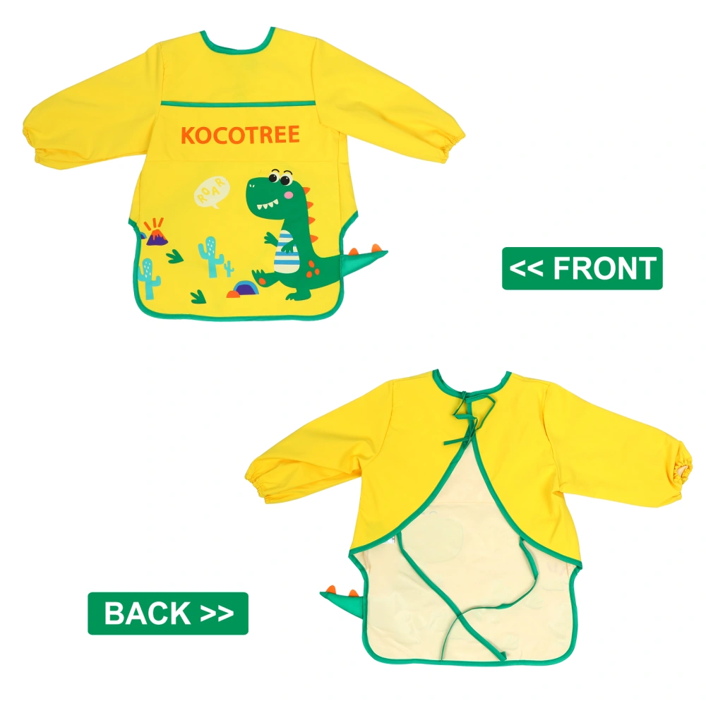 Adorable Dinosaur Pattern Kids Apron Baby Long Sleeve Drawing Art Smock (XL)