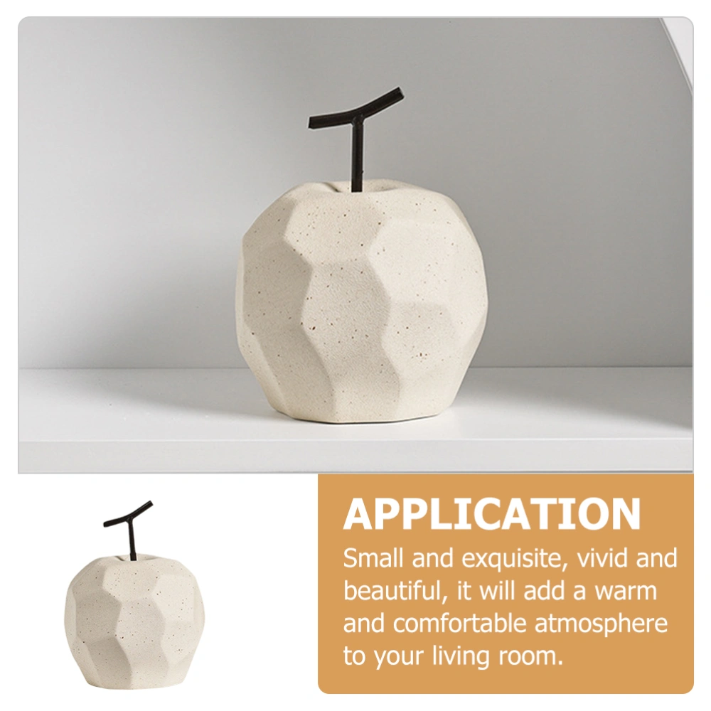 1pc Apple-shaped Ornament Ceramic Fruit Sculpture Geometric Desktop Adornment