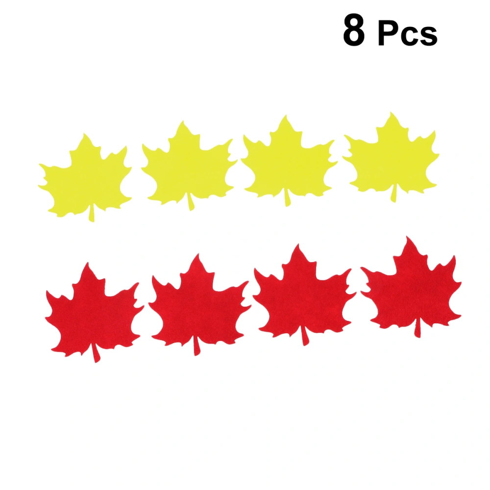 8pcs Maple Leaf Shape Coasters Non-woven Maple Leaf Cup Pad Thanksgiving Cup Mat Non-woven Coasters Yellow Red