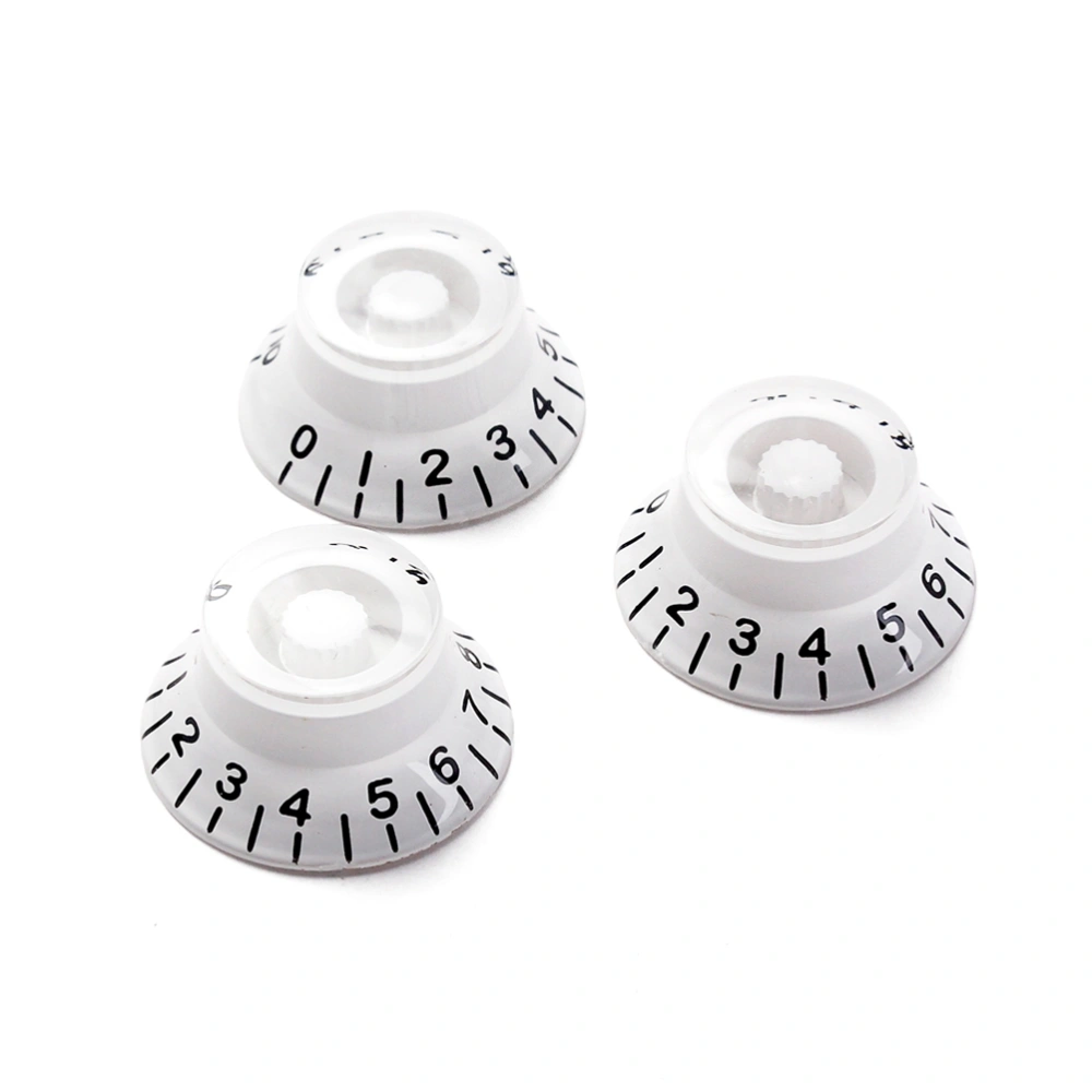 3 PCS/ Set Acrylic Hat Guitar Volume Tone Control Knobs Rotary Knobs for Strat ST Stratocaster Electric Guitar Parts Replacement (White)