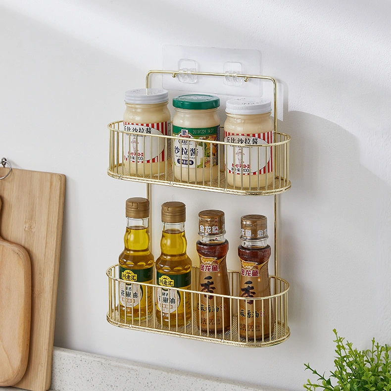 Wall Mounted Spice Stand Hanging Spice Rack Home Wall Mount Bathroom Hanging Rack