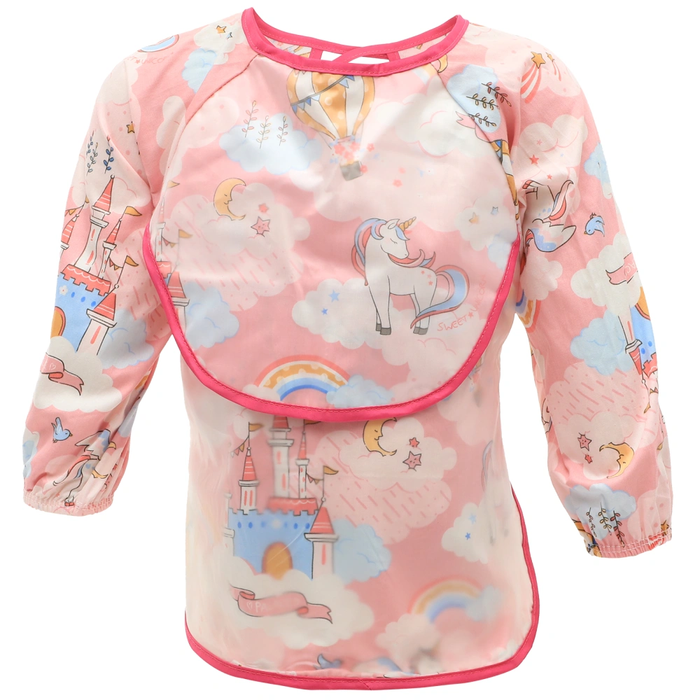 Baby Sleeved Bib Comfortable Long Sleeved Kids Bib Cartoon Pattern Waterproof Sleeved Bib