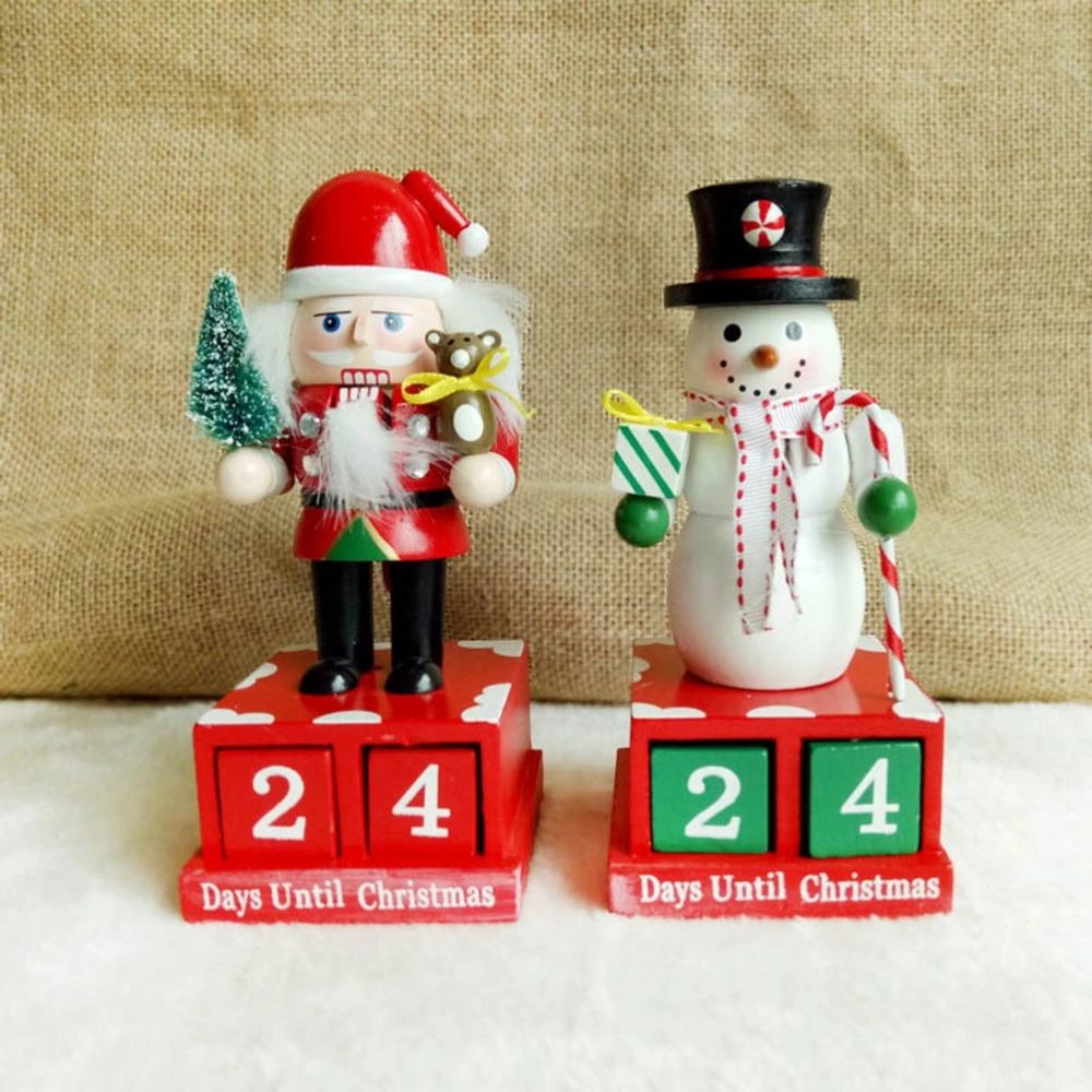 Christmas Wooden Advent Calendar Block Desk Accessory Chic Number for Home Office Christmas Gift Decoration (Snowman)