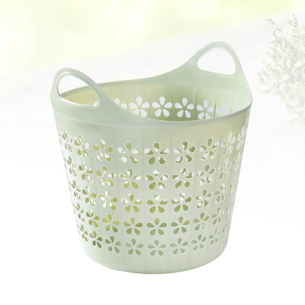 Large Size Plastic Laundry Storage Basket Household Clothes Toy Laundry Basket Portable (Green)