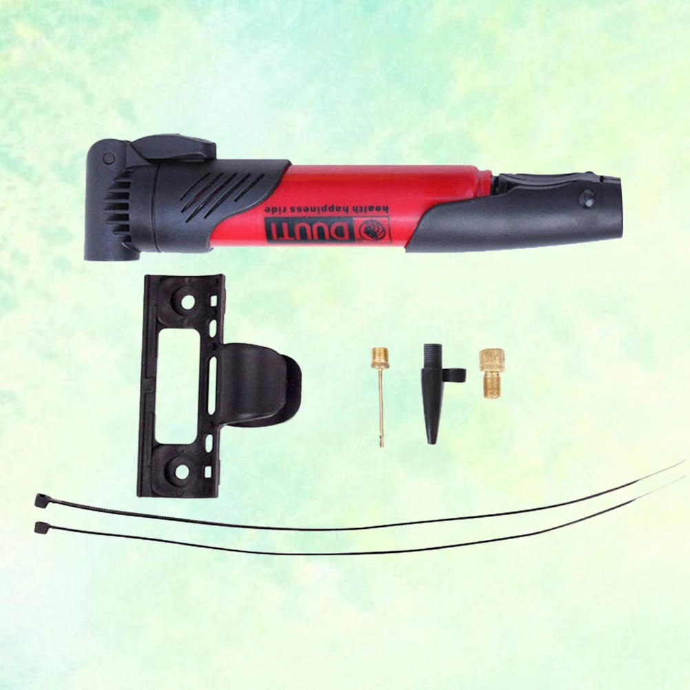 Mini Portable Bike Pump Handle Inflator High-Pressure Biking Mountain Tire Ball Pump Bike Accessories (Red)