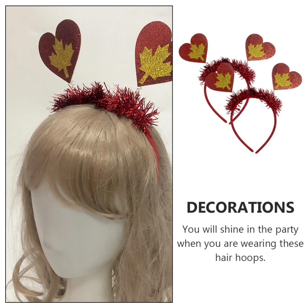 2Pcs Decorative Maple Leaf Hairbands Lovely Hair Hoops Canada Day Headwear