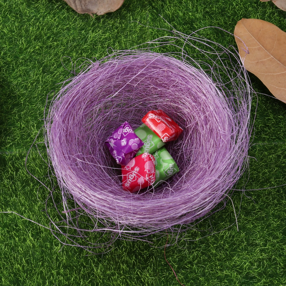 3Pcs Artificial Nest Easter Mini Colored Thread Bird Nests for Candies Eggs (Violet)