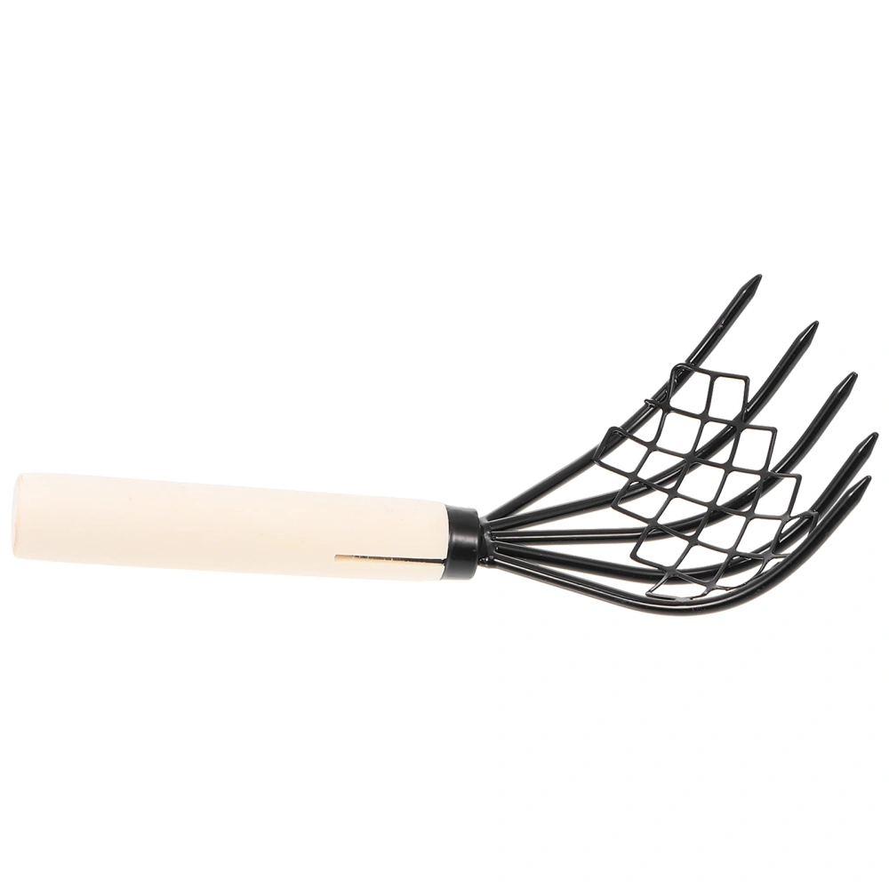 1Pc Stainless Steel Clam Rake with Net Bag Oyster Shell Digging Rake Black