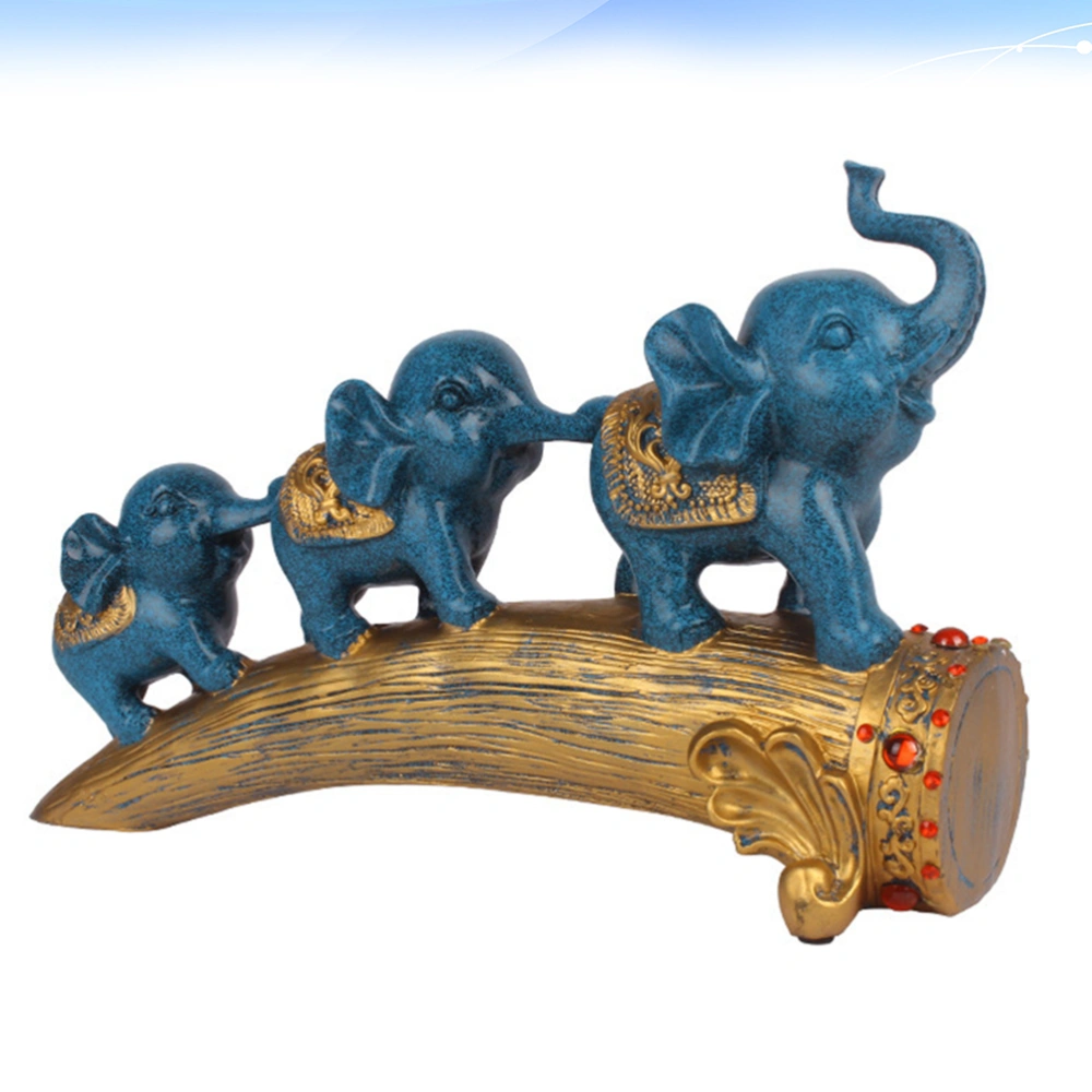 Elephant Ornament Delicate Elephant Model Animal Figurines Crafts Household Decoration Good Gift (Blue)