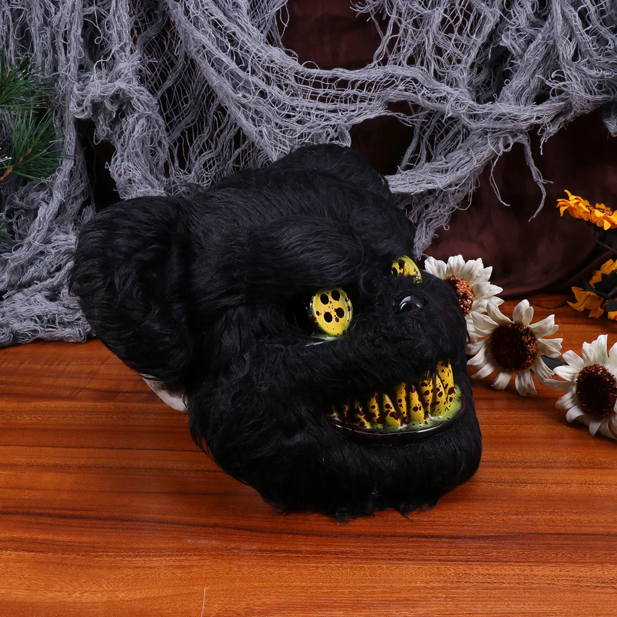 Halloween Party Mask Horror Bloody Black Bear Face Mask Scary Performance Prop Masquerade Bar Cosplay Party Favor