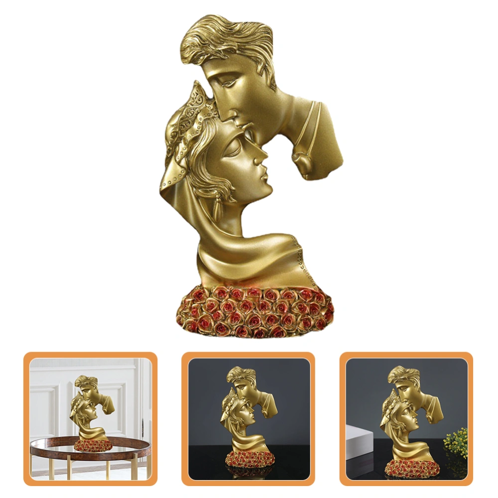 Decorative Couple Kiss Figurines Resin Crafts Festival Home Decor Ornaments