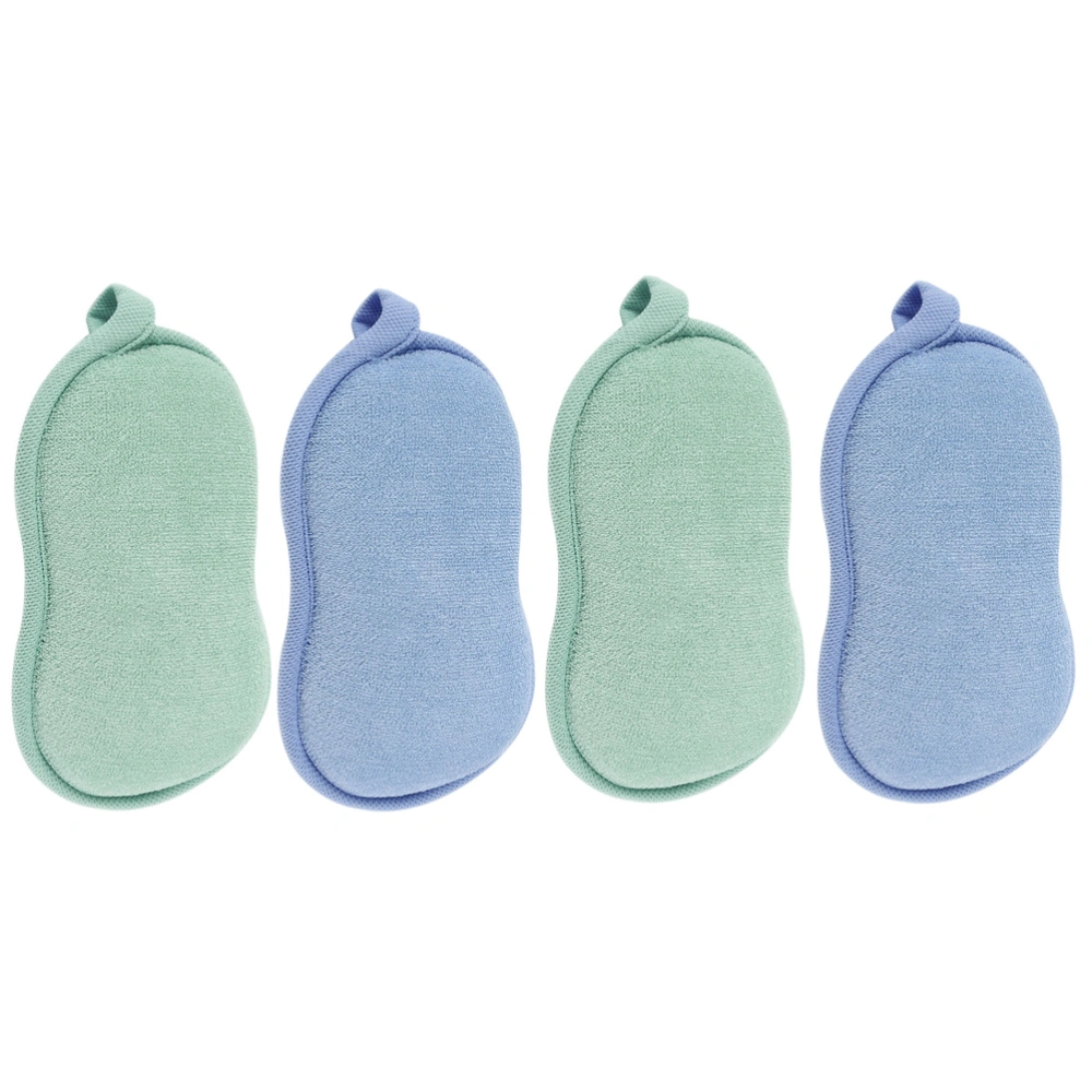 4pcs Kids Double-sided Bath Sponge Brushes Bath Exfoliating Scrubber Sponge