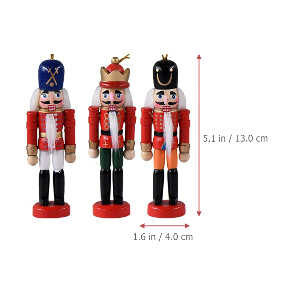 1 Set Mini Nutcracker Ornament Xmas Desktop Craft Hanging Decoration Supply