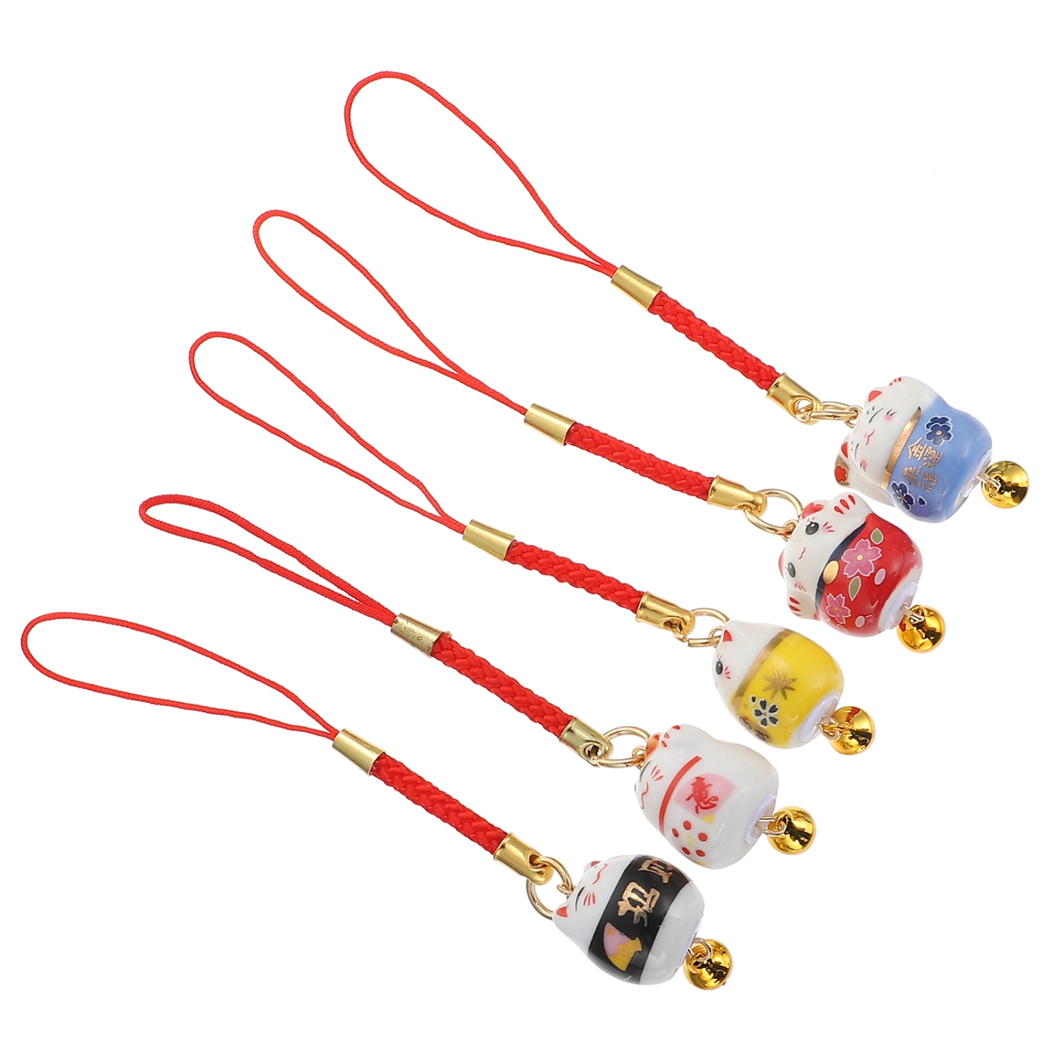 5pcs Fortune Cat Hanging Charms Key Bag Hanging Decorations Phone Strap Charm