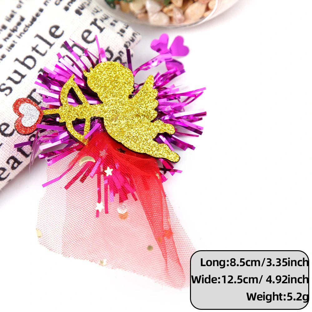 Valentine's Day Hair Clip Glitter Sequin Hairpin Adorable Shape Barrette for Wedding Party