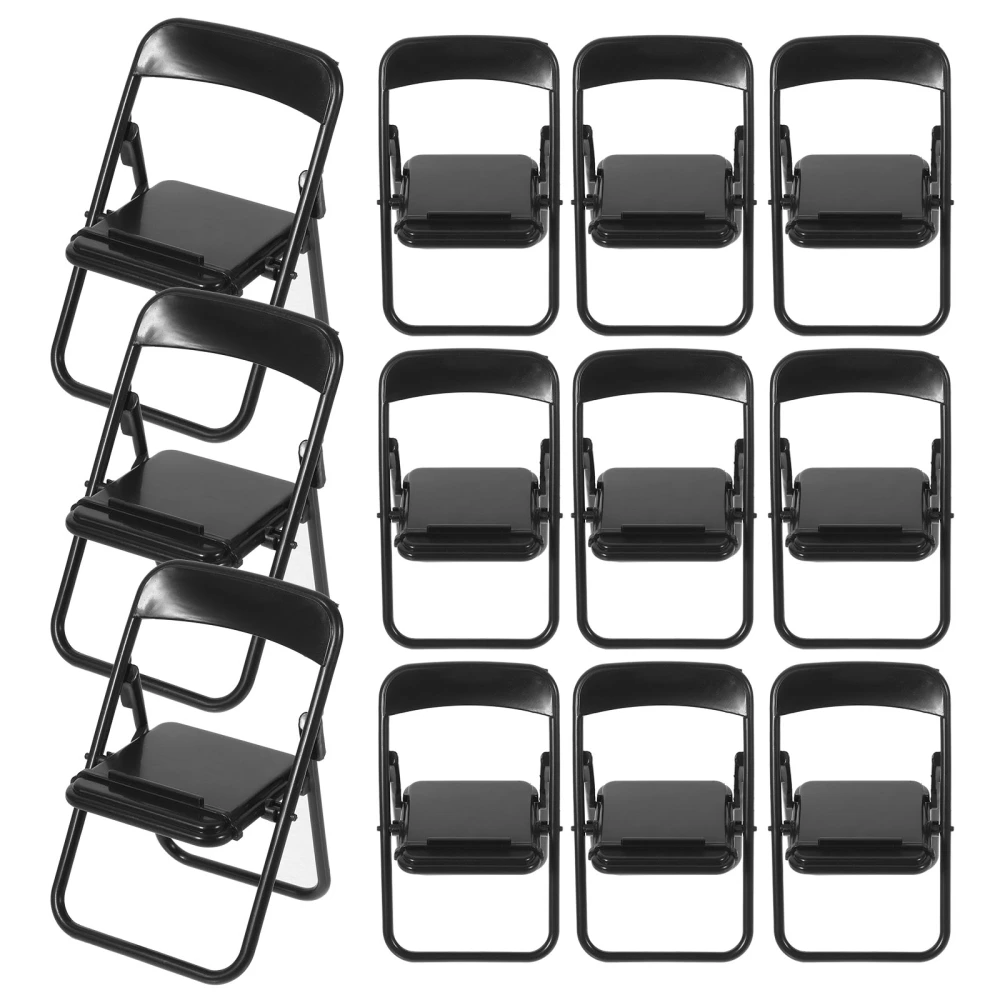 18pcs Mini Folding Chair Models Doll House Mini Chair Shape Cellphone Stands