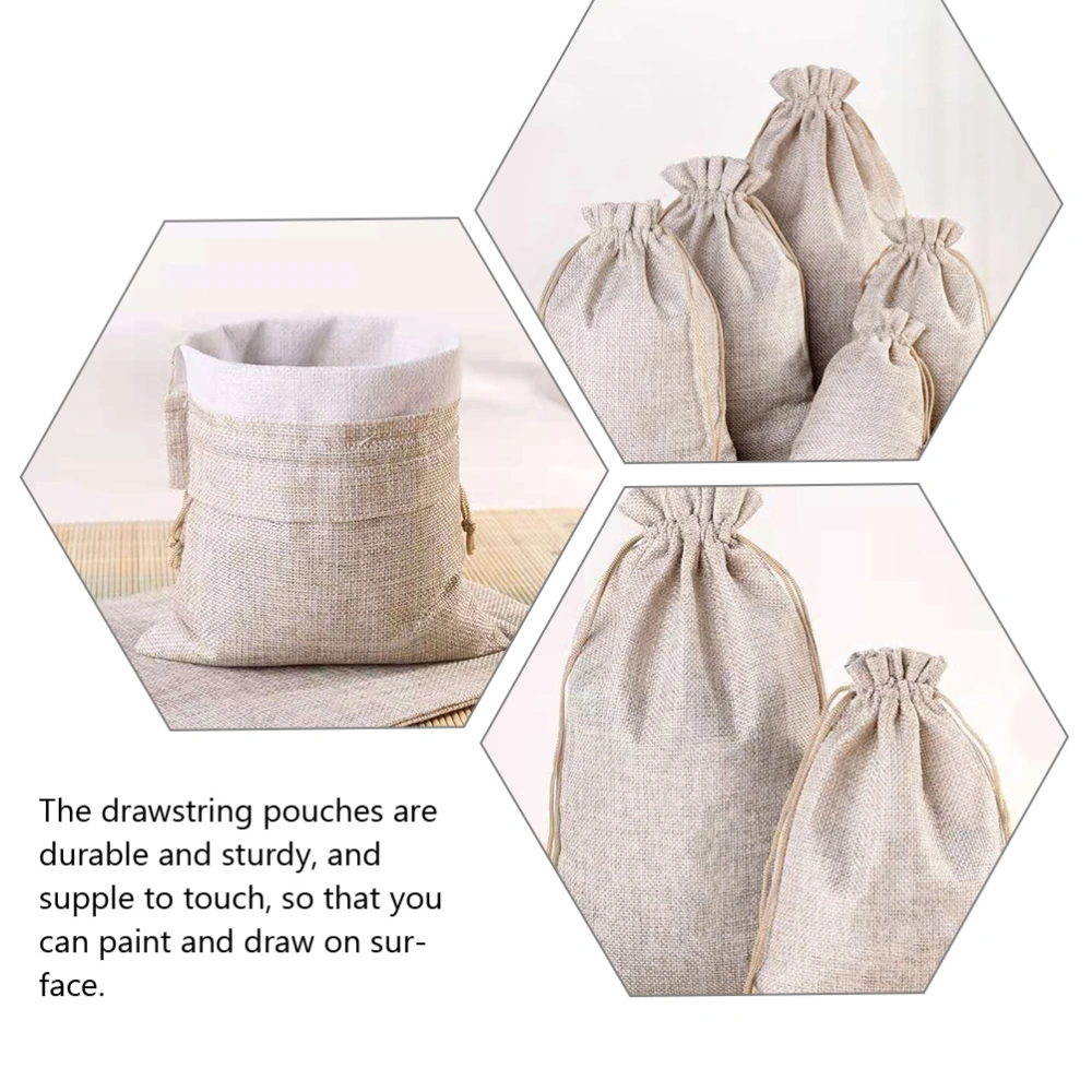 12pcs Drawstring Bags Portable Drawstring Jewelry Pouch Linen Jewelry Gifts Storage Bags